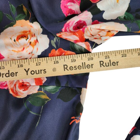 ALEXIA ADMOR Shirt Womens 8 Blue Cassidy Floral Button Long Sleeve Blouse Top - Picture 8 of 13